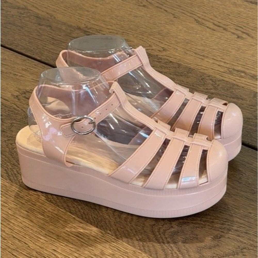 Jeffrey Campbell Candied Platform Fisherman Jelly Sandals Women’s Sz 9 Nude Pink